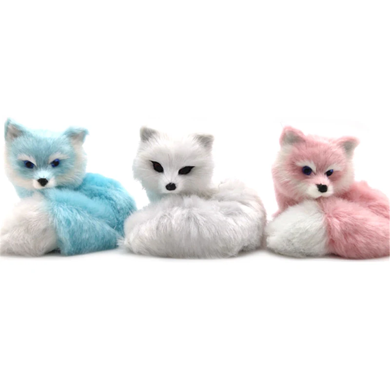 1Pcs Mini Small Simulation Fox Toy Squatting Fox Model Home Decoration Wedding Birthday Gift Stuffed Plush Toys