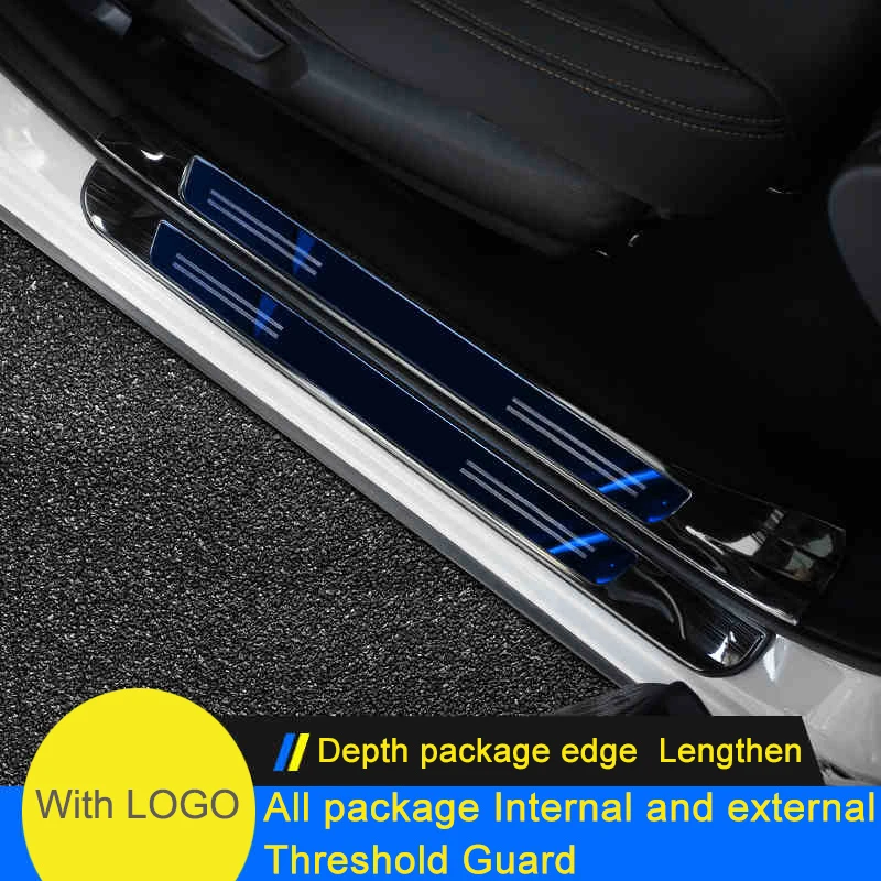 QHCP Stainless Steel Car Scuff Plate 4Pcs Welcome Pedal Internal External Door Sill Trim Protective Threshold For Subaru XV 2018