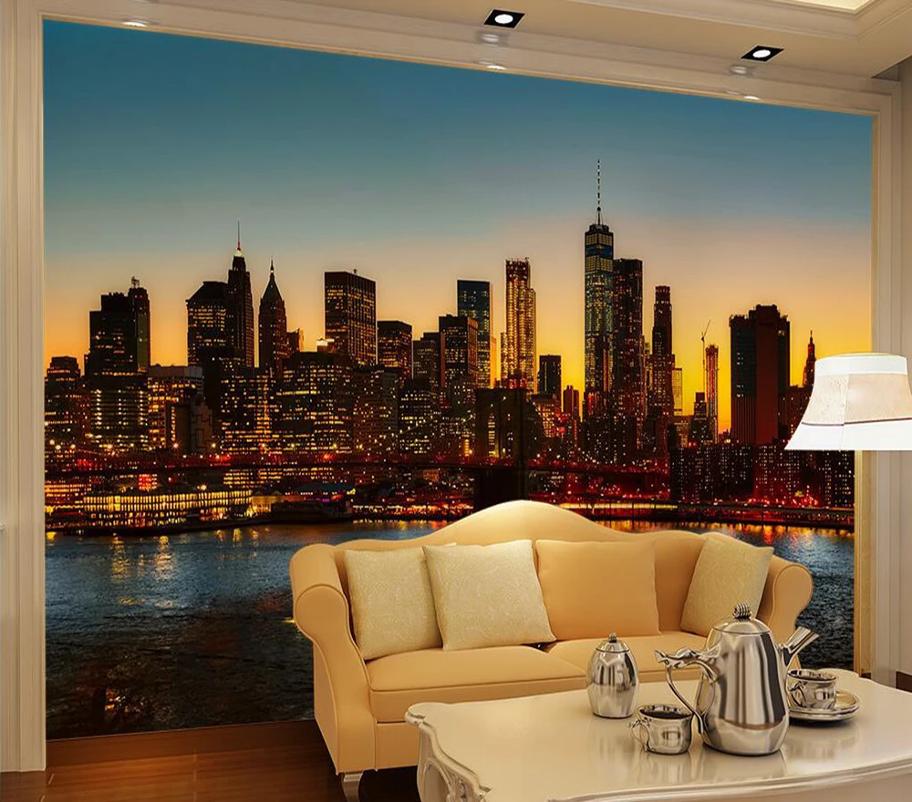 Decorative wallpaper New York City Las Vegas night scene background wall painting