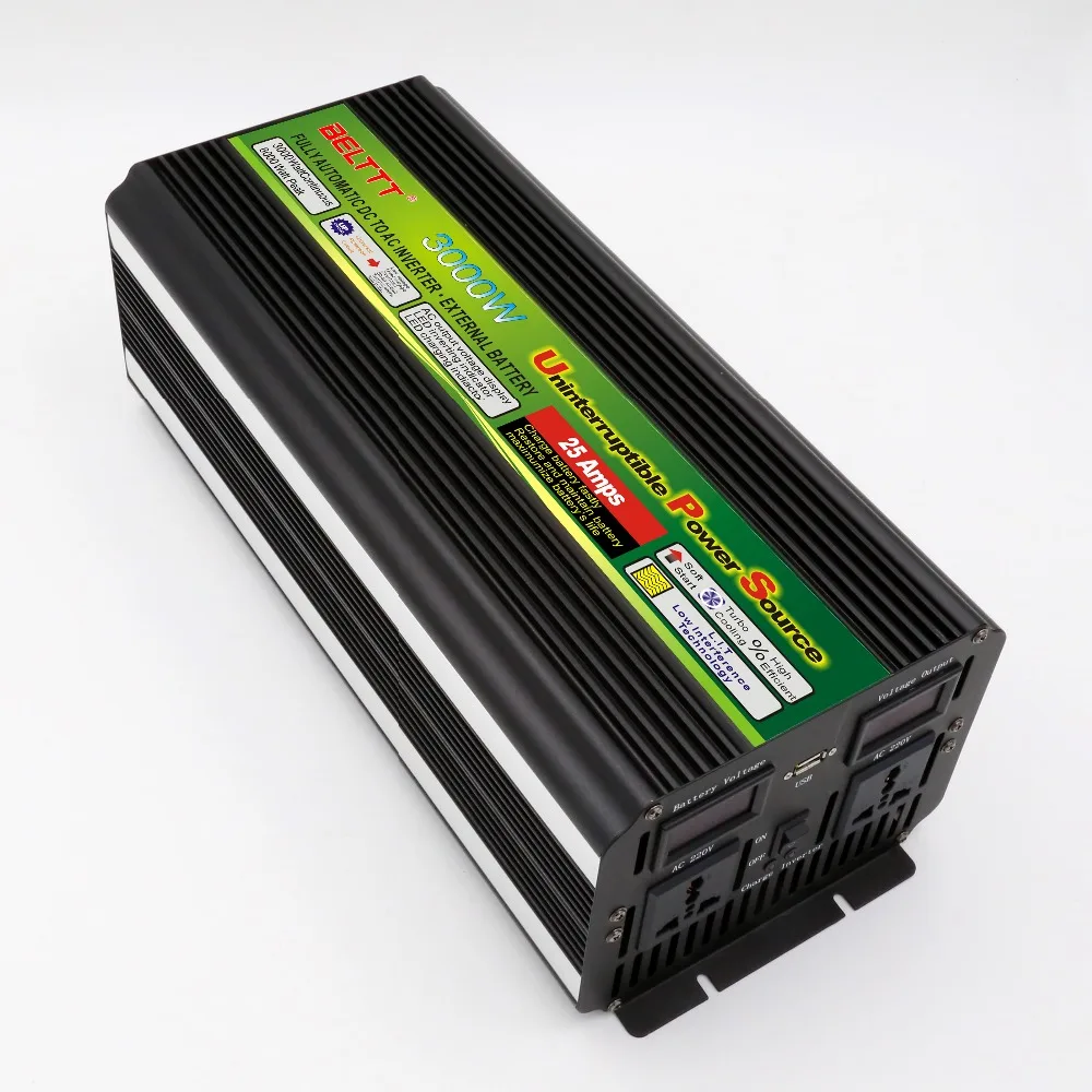 Free shipping  for home use 3000w UPS intelligent 12V to 220V DC to AC power inverter with USB port Made in China