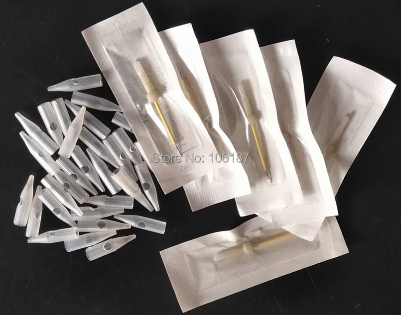 

Retail 3RL Pre-sterilized Disposable 100Pcs Permanent Makeup Tattoo Tips Nozzles +100Pcs Needles for Makeup EyebrowTattooing