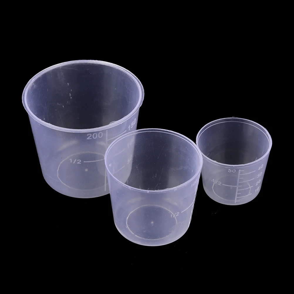 3PCS/Set 200ml 100ml 50ml Measuring Cup Beakers Kitchen Tools Accessories Labs Plastic Graduated Measuring Cup