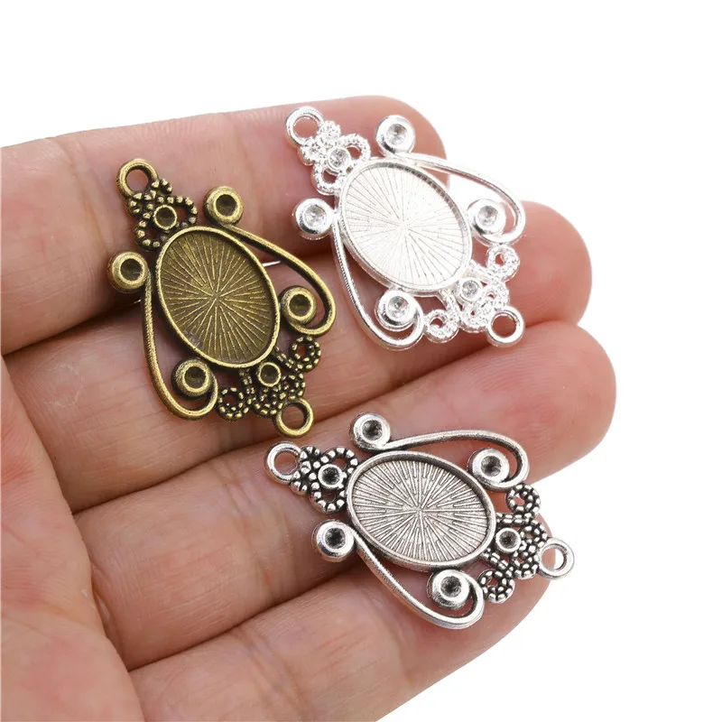 10 sztuk/partia 10x14mm wewnętrzna rozmiar owalne Cabochon baza Fit 10x14mm szklane dla wisiorek naszyjnik DIY akcesoria do wyrobu biżuterii ustalenia — zdjęcie 3