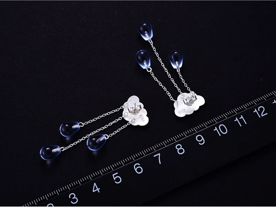 Amxiu Handmade Jewelry Long Tassel Crystal Earrings 925 Sterling Silver Cloud Drop Earring For Women Girls Earrings Accessories