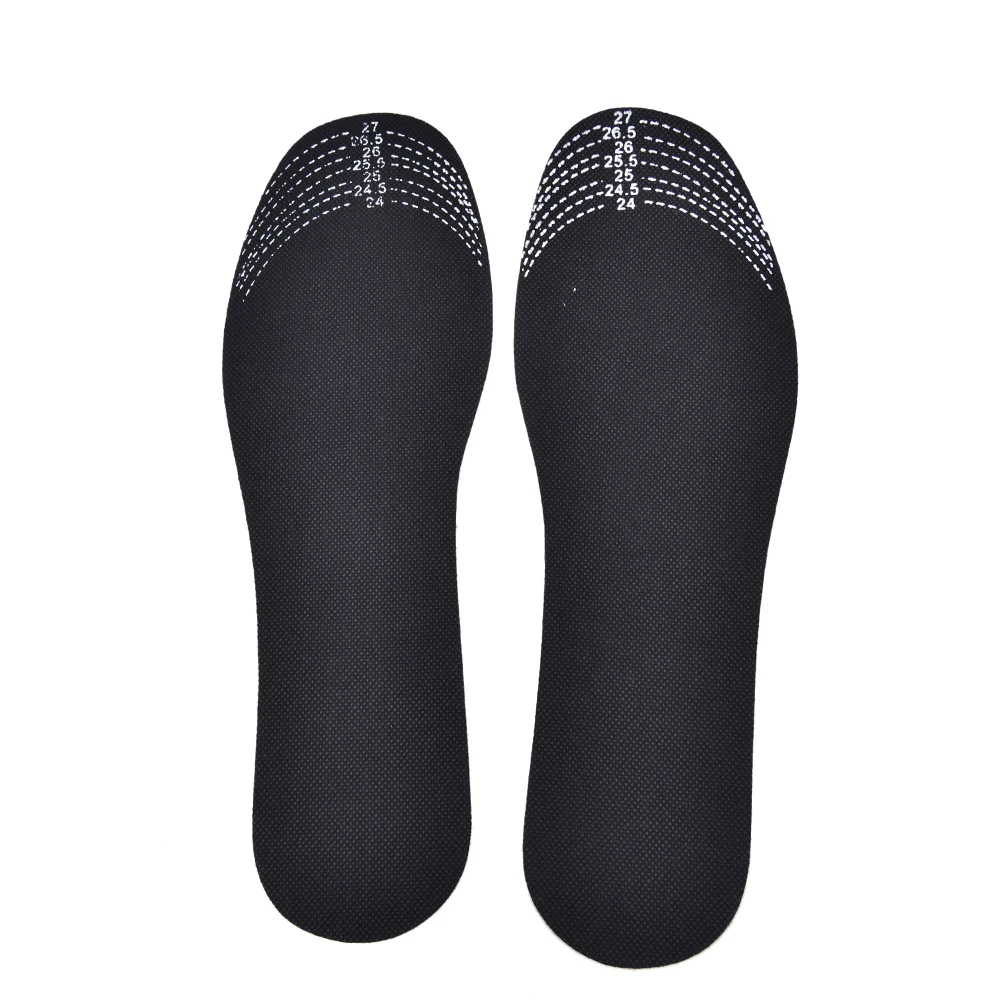 1 Pair Unisex Bamboo Charcoal Deodorant Cushion Foot Inserts Shoe Pads Insoles Black Adjustable Scalable Insoles