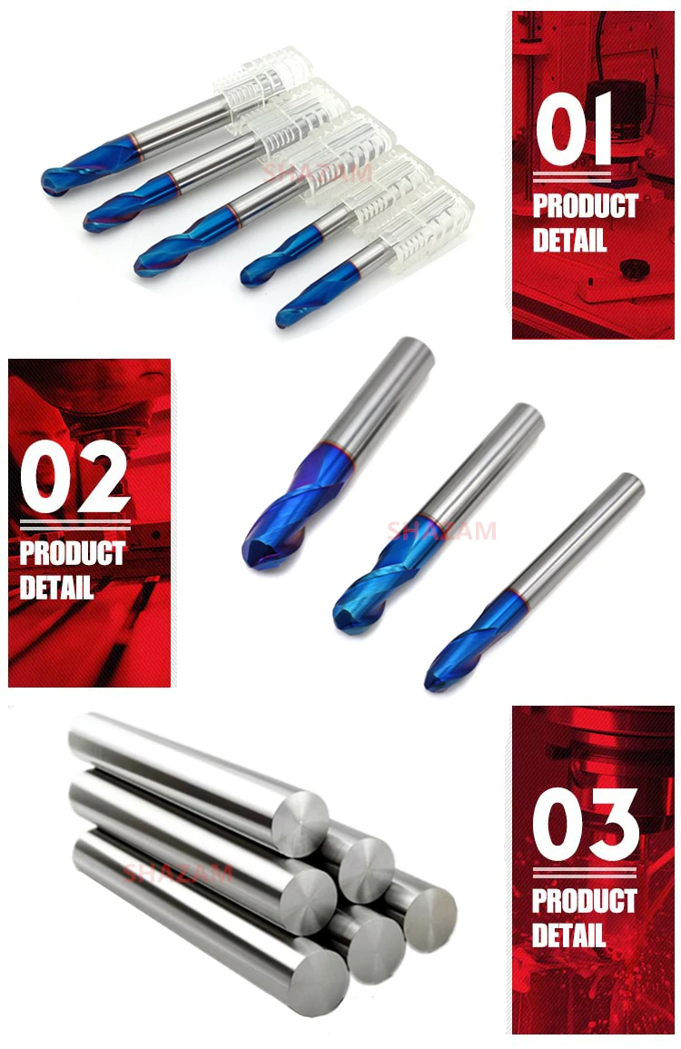 Fräsen Cutter Hrc70 Ball Nase Legierung Nano-Beschichtung Wolfram Stahl Werkzeuge Cnc Bearbeitungs FLASH-SHAZAM Großhandel Top Härte Maschine Schneider – Detail 2