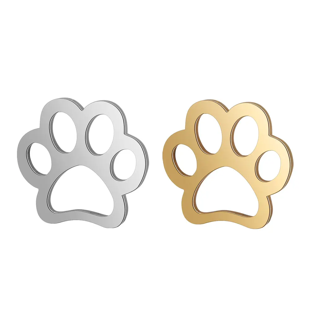 10pcs/Lot Stainless Steel Cute Dog\'s Paw Charms DIY Connectors Making Bracelet Necklace Accessories 11*12mm