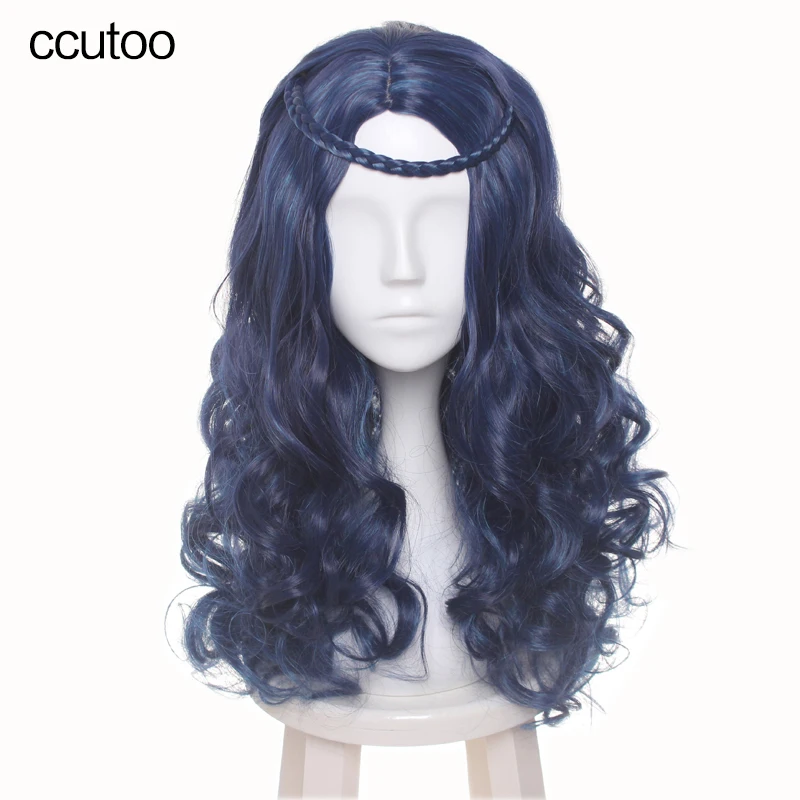 ccutoo Descendants Evie Women Braid Blue Black Mixed Color Long Wavy Synthetic Hair Cosplay Full Wig Heat Resistance Fiber