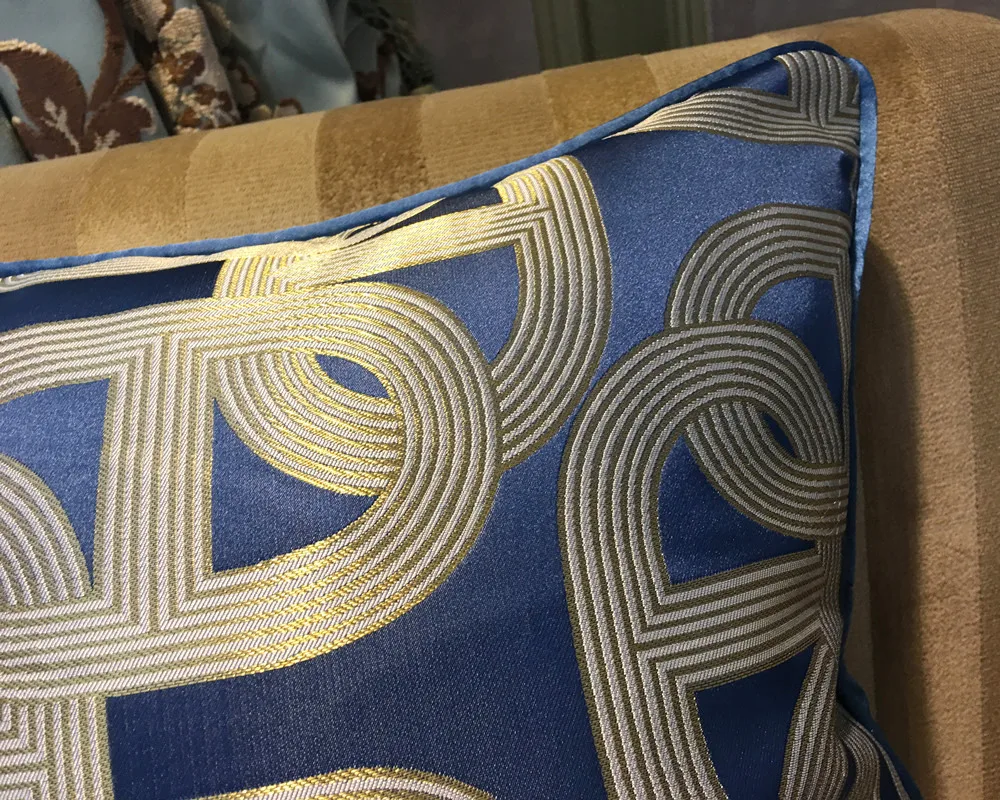 Deluxe Contemporary Geometric Blue Ellipse Sofa Chair Designer Throw Cushion Cover Decorative Square Home Pillow Case 45 x 45cm
