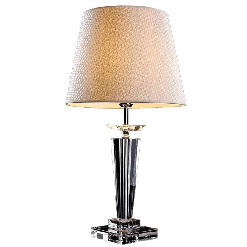 

Bedroom Bedside Table lamps Morden European Crystal Beige Fabrics Lampshade Crystal Base Living Room Lamps Study Room Desk Lamp
