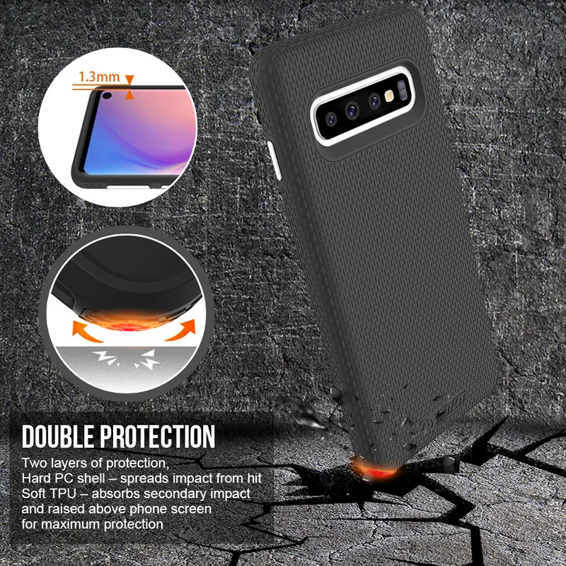 TOIKO X Guard 2 in 1 Protection Case for Samsung Galaxy S10 Shockproof Cover S10 Plus S10+ Soft TPU Hard PC Armor Hybrid Shell