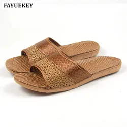 FAYUEKEY 2023 New Arrival Summer Fashion Home Linen Breathable Slippers Men Indoor Floor Beach Slides Boys Gift Flat Shoes