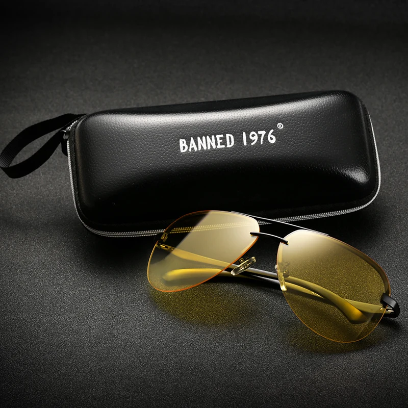 Aluminum Magnesium 2020 Mens Polarized Night Vision Sunglasses Men Brand Designer Yellow Lens Women Night Vision Driving Glasses