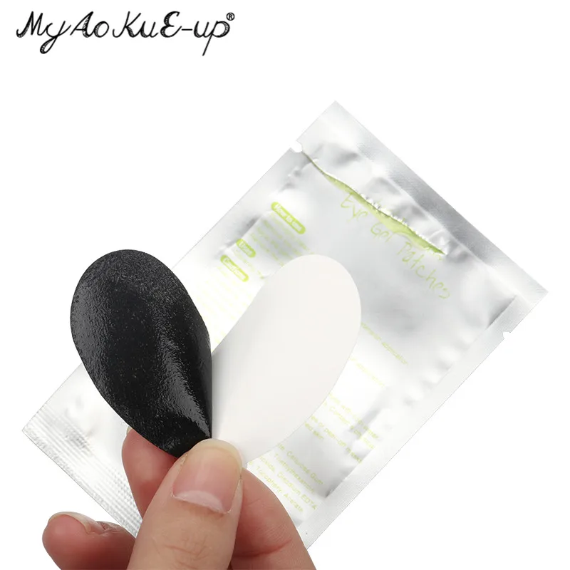Schwarze Film-Augen-Gel-Patches für Wimpernverlängerungswerkzeuge, Perle, 50 Paar Augenspitzen, Aufkleber, Wraps, Make-up-Werkzeug unter den Augenpads – Detail 2