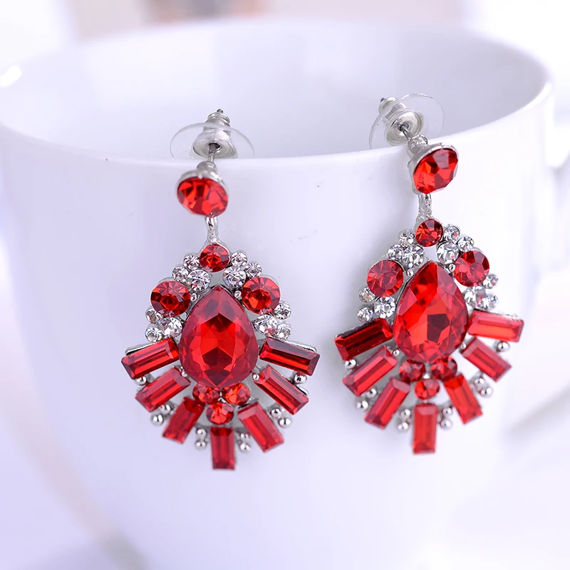LUBOV Colorful Crystal Opal Stone Metal Drop Earrings Fashion Women Rhinestone Piercing Earring 2019 New Christmas Jewelry Gift