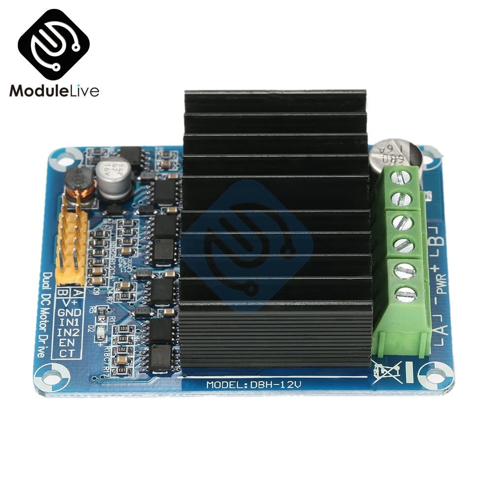 DC 5V-12V 12V 30A Dual Channel H-bridge DC Motor Controller Driver Reversible PWM Speed Control Motor DBH-12V