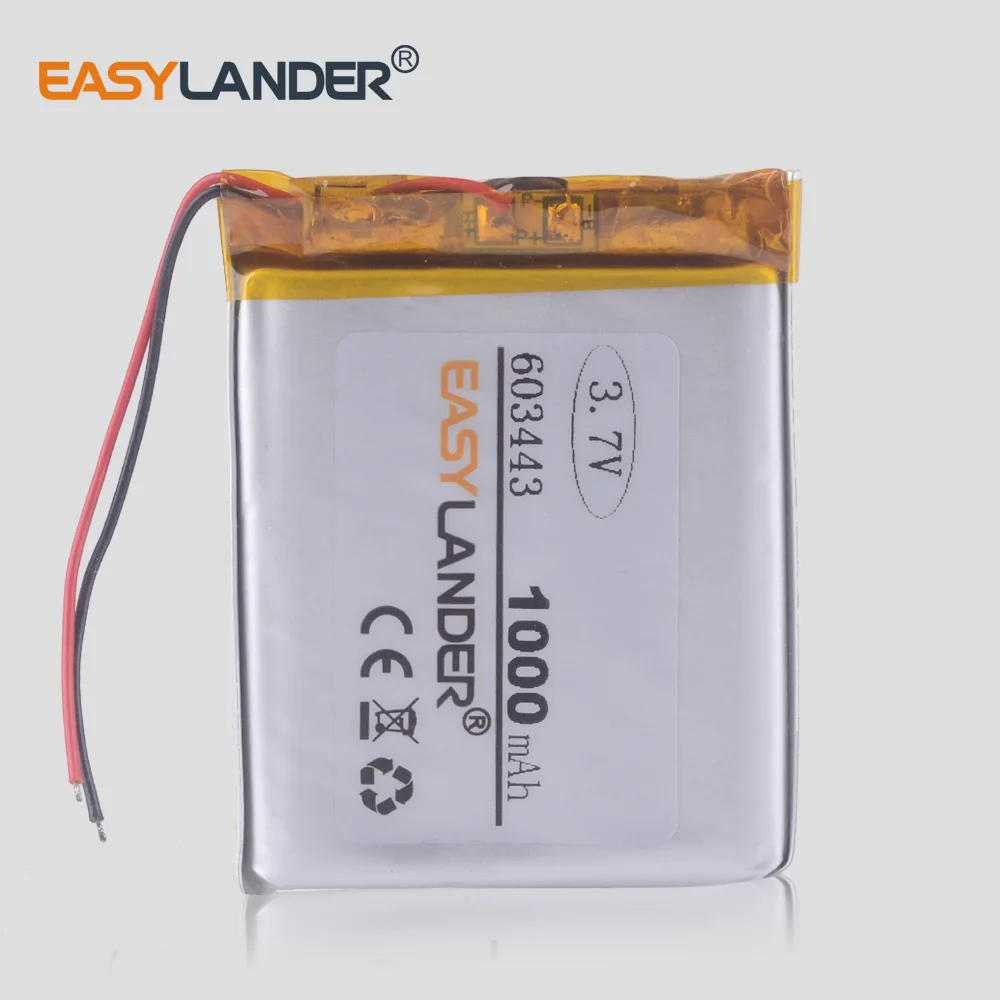 3pcs/Lot 603443 3.7V 1000mAh Rechargeable Lithium Li-ion Polymer Battery 603545 Batteries