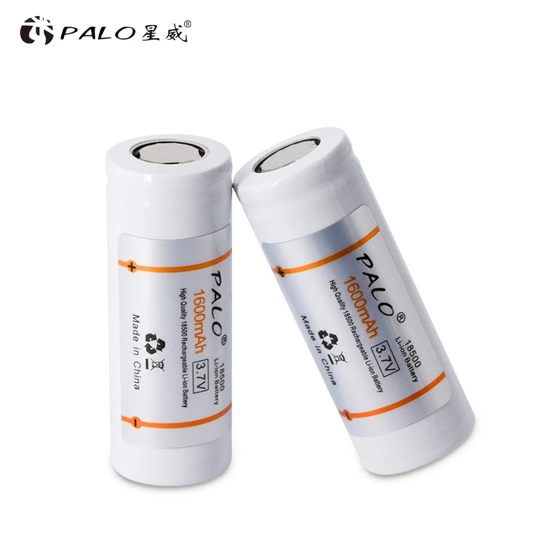 PALO 18500 Rechargeable Battery 1600mAh 3.7V Lithium ion battery 18500 Battery For Flashlight with free battery case