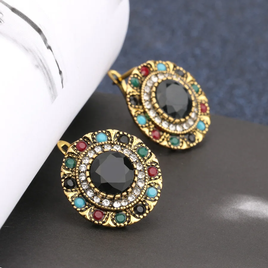 Kinel Hot Boho Antique Gold Color Earrings For Women Vintage Ethnic Bride Wedding Jewelry Party Gift Accessories