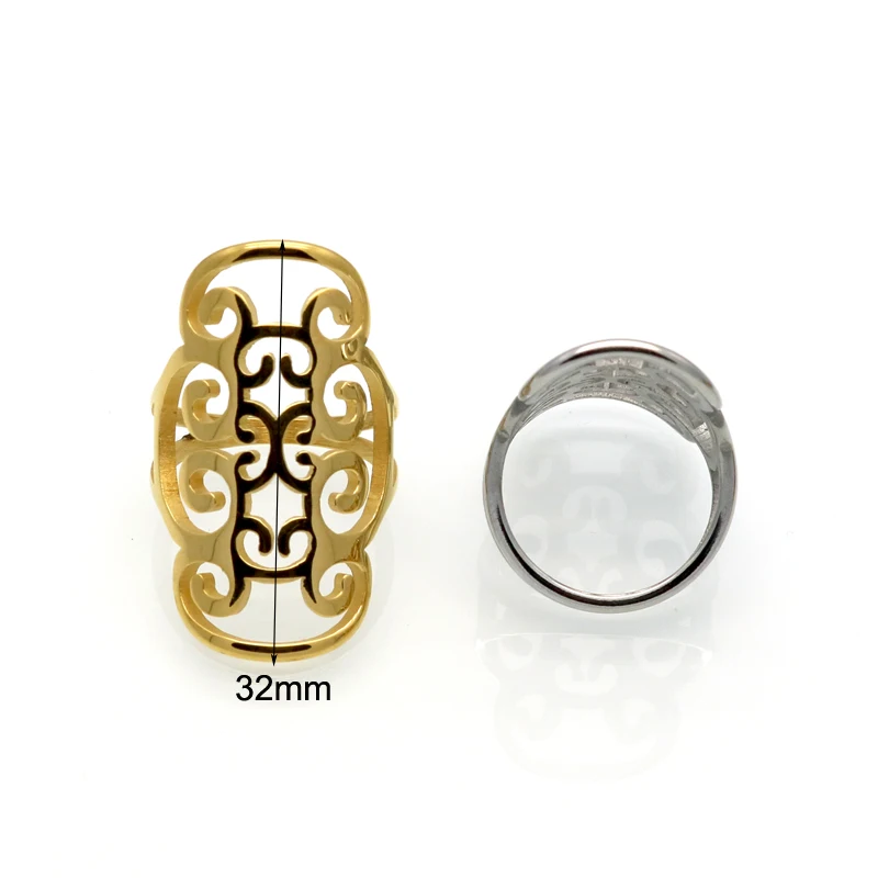 New Fashion Gold Color Stainless Steel Rings For Women Big Petals Design Exaggerated Rring Fashion Jewelry wholesale