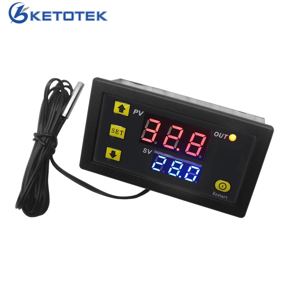 Digital Thermostat Heating Cooling Control Temperature Regulator Controller W3230 12V 24V DC / 110V-220V AC Relay Output