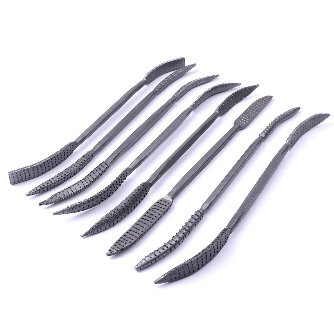 8pcs/set 190mm Mini Wood Working Rasp Riffler File Set Double Ended Coarse Hand Tool For Wood Carving