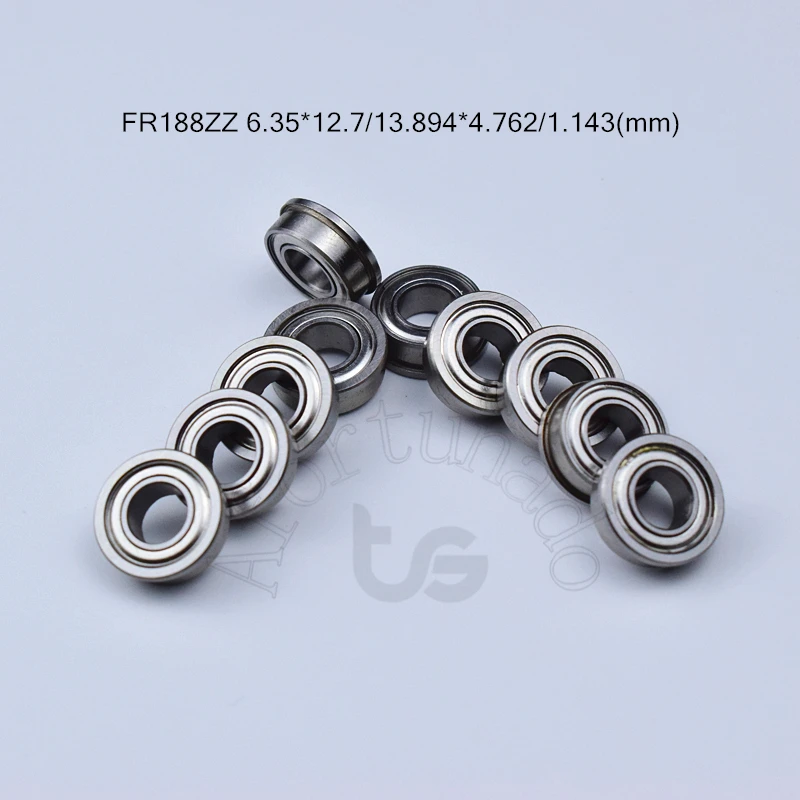 Flange Bearing 10pcs FR188ZZ 6.35*12.7*13.894*(mm) free shipping chrome steel Metal Sealed High speed Mechanical equipment parts