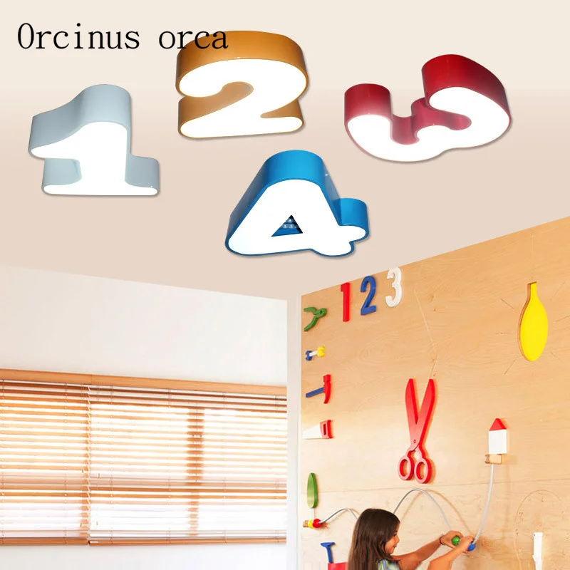 

Cartoon creative number chandelier children's room kindergarten boys girls bedroom modern simple protection eye led ceiling lamp