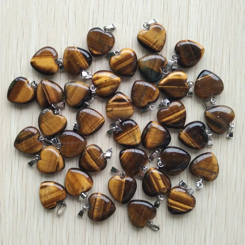 16mm Fashion good quality natural stone mix heart charms pendants for jewelry accessories making Wholesale 50pcs free shipping