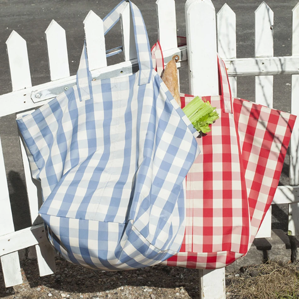 Borsa a tracolla semplice moda Plaid rosso blu e borsa Totes Versatile borsa per la spesa portatile di grande capacità