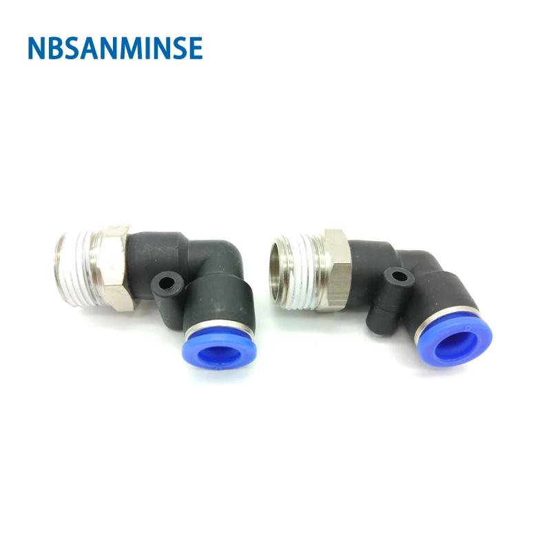 NBSANMINSE 1Pc PL Plastic Pneumatic Parts M5 1/8 1/4 3/8 1/2 Push In Air Male Elbow Fitting Quick Connect Components