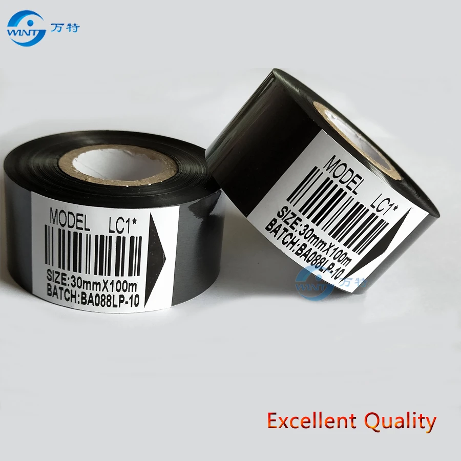 30mm*100m High qualtiy Black ribbon for date printing coding machine,hot stamping for packaging machine  100pcs