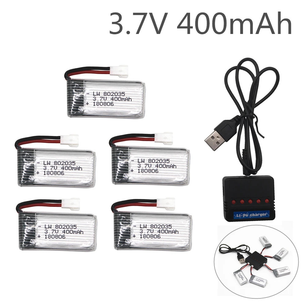 5 sztuk zmodernizowane 3.7V 400mah bateria Lipo dla H107 H31 KY101 E33C E33 U816A V252 H6C 25C zdalnie sterowany Quadcopter 802035 bateria Lipo 3.7