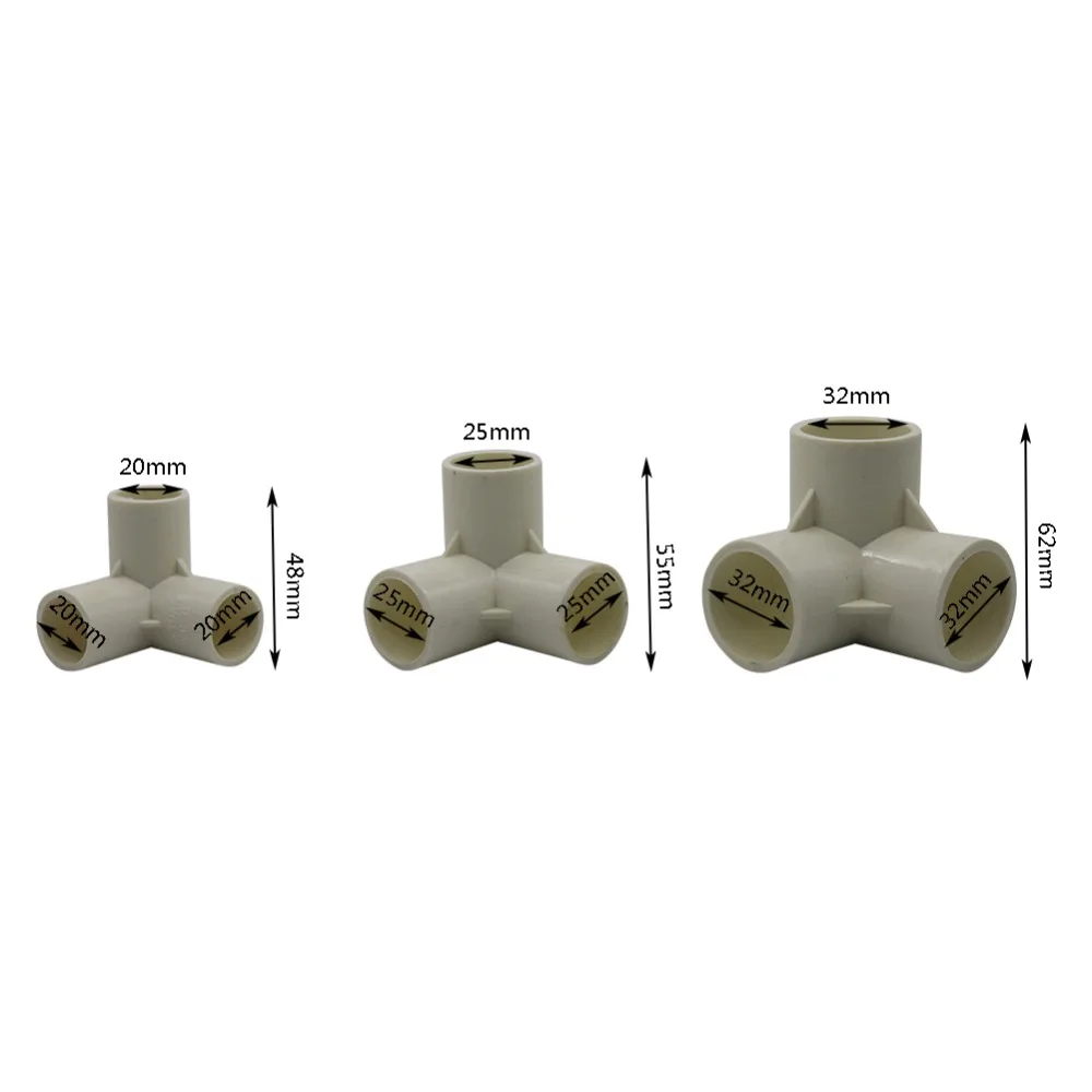 1PC PVC Three-Dimensional Tees Inner Diameter 20mm,25mm,32mm PVC Pipe Fittings Home Garden Irrigation Water Connectors DIY  Tool