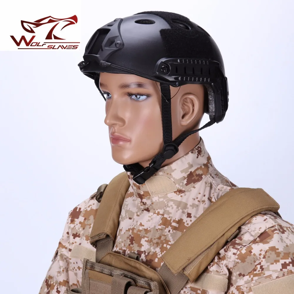 Wolf Slaves FAST Helmet Paintball Air-soft PJ Type Outdoor Sport Safety Tactical Hunting  Military CS Adjustable Multi Color