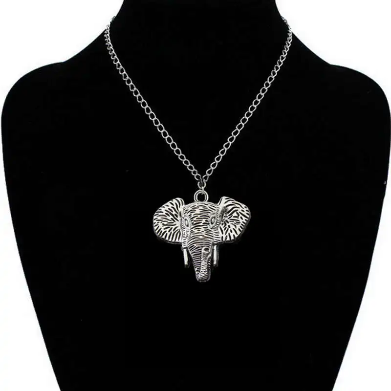Vintage Gold Metal Elephant Necklace For Women Maxi Animal Pendant Jewelry Party Gift