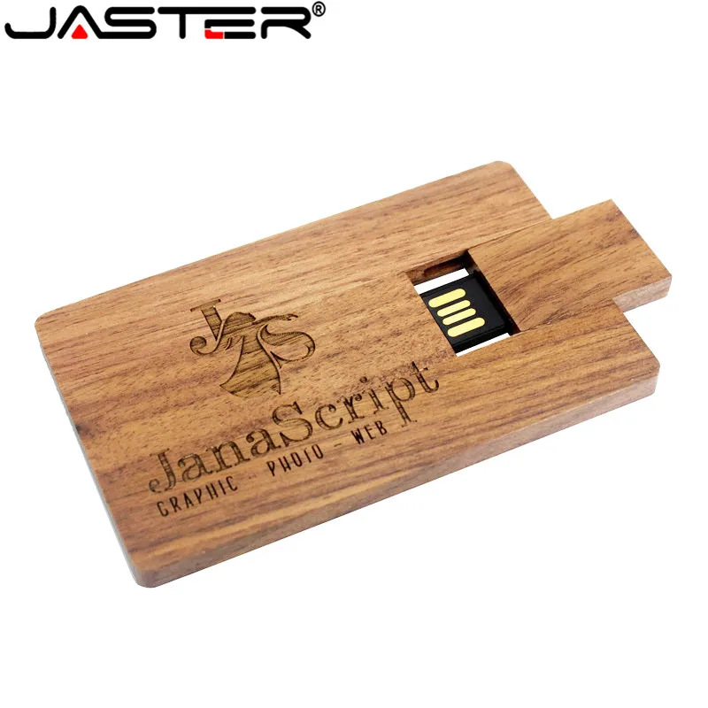 JASTER Custom Logo Pendrive Credit Card Usb Flash Drive Wood Pen Drive 8gb 16gb 32gb Gift Usb Stick (over 1pcs free logo )