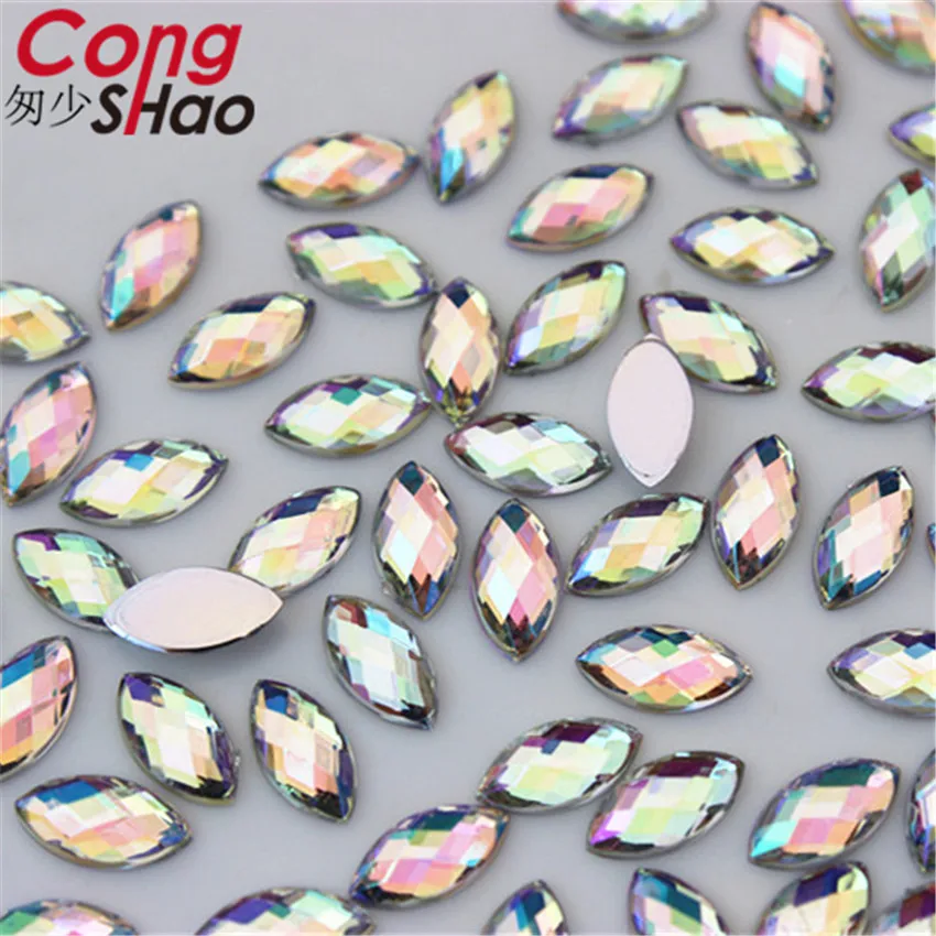 Cong Shao 200pcs 4*8mm AB Colorful Flatback Horse Eye Stone And Crystal Acrylic Rhinestones Trim Phone Costume Decoration ZZ730