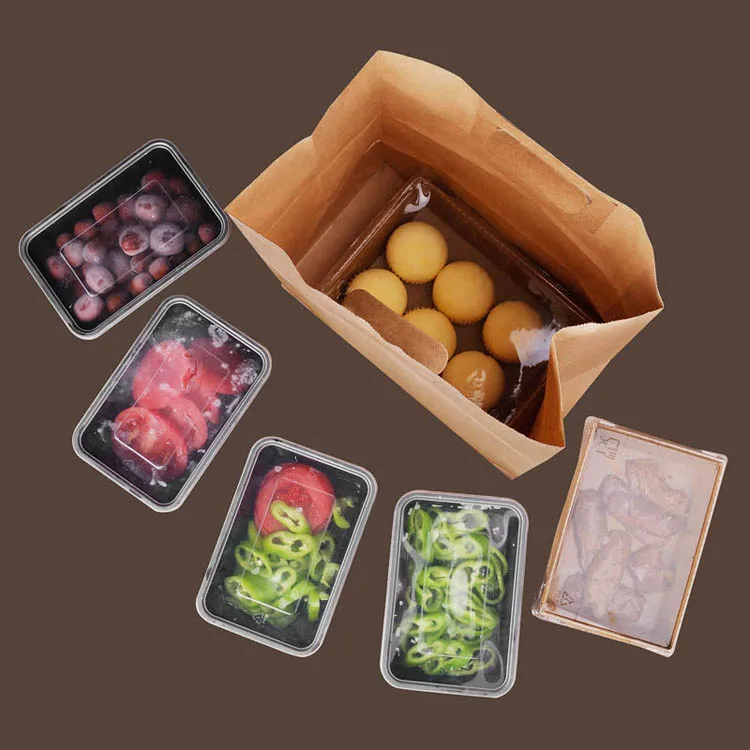 1000 Pcs 28x28x15cm Brown kraft paper bag with handle take-away Bread Candy Buffet Bags food packaging Boutiques bento Custom