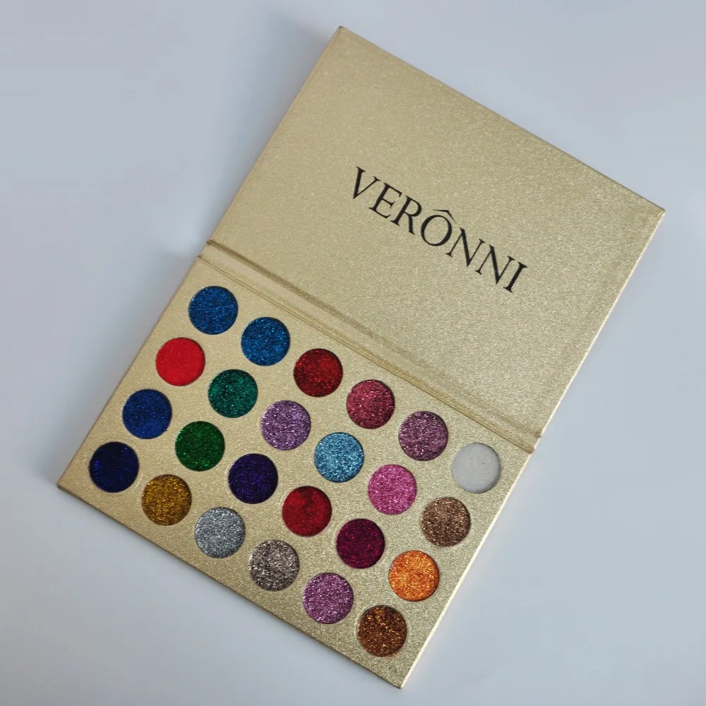 Lange-anhaltende VERONNI lidschatten palette glitter gedrückt pulver 24 farben einfach zu tragen erstaunlichen augen kosmetik 3 teile/los