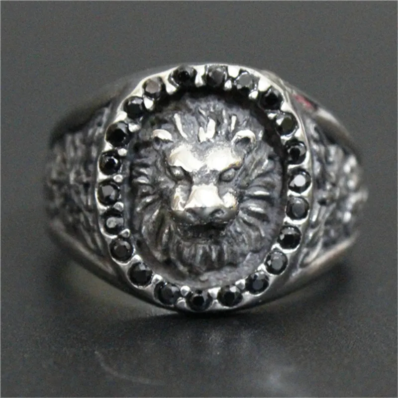 3pcs/lot Fast Shipping Size 7-13 Crystal Lion King Ring 316L Stainless Steel Man Boy Popular Top Quality Lion Ring