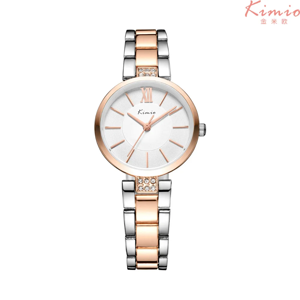 KIMIO Full Steel Women\'s Watches Luxury Rhinestone Bracelet Watch Waterproof Quartz Wristwatches Girls Dress Clock Montre Femme