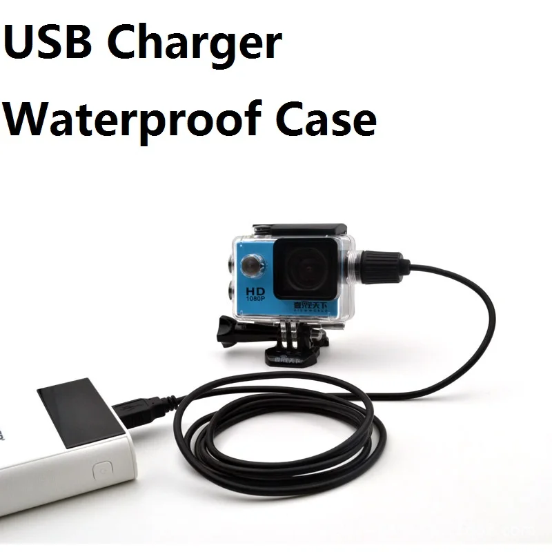 Sport Camera Accessories Waterproof Case Charger shell With USB Cable for SJCAM SJ4000 Air Sj7000 C30 EKEN H9 H9R For Motocycle