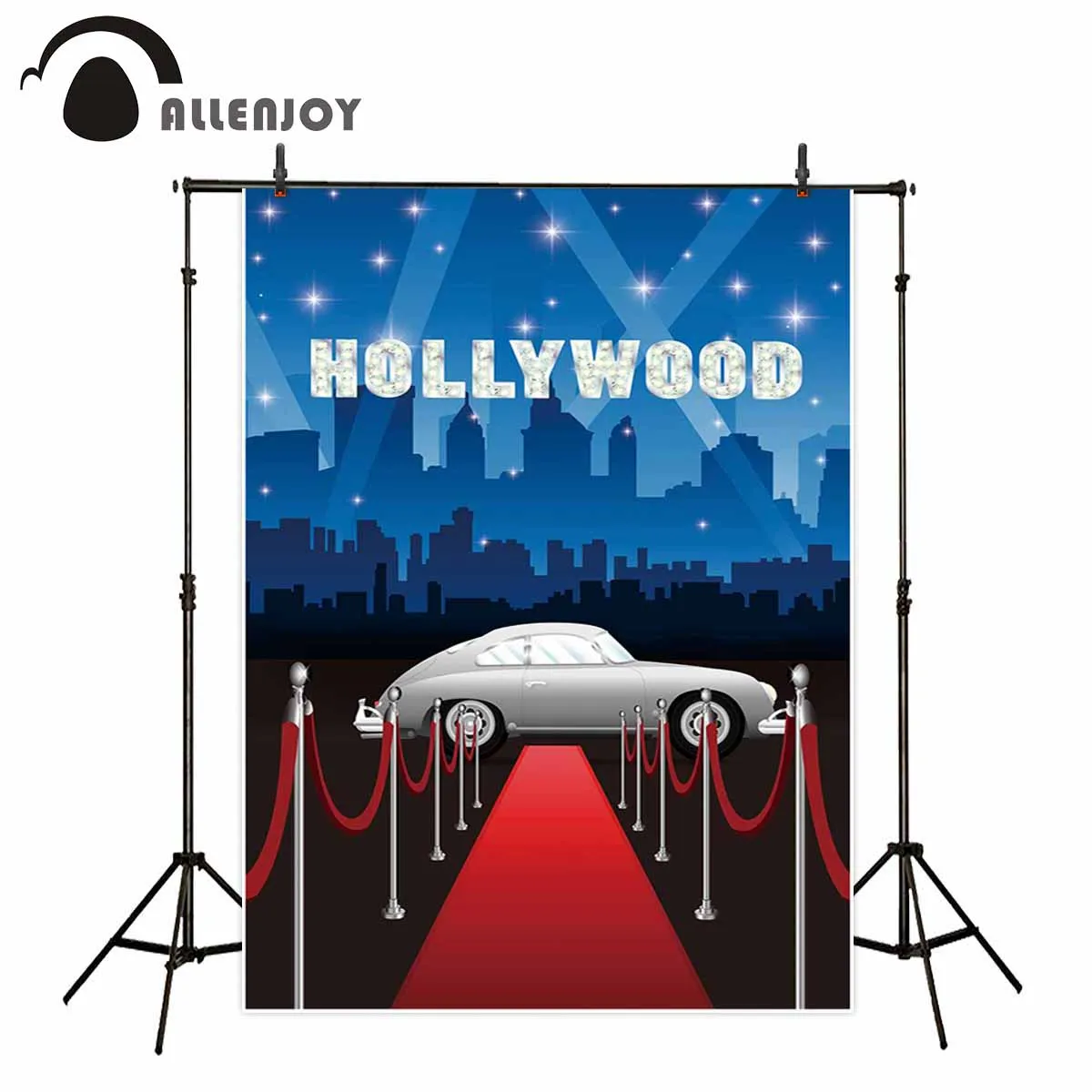 Allenjoy backdrop photoshot Hollywood star welcoming theme night building red carpet spotlight Luxury car background photo