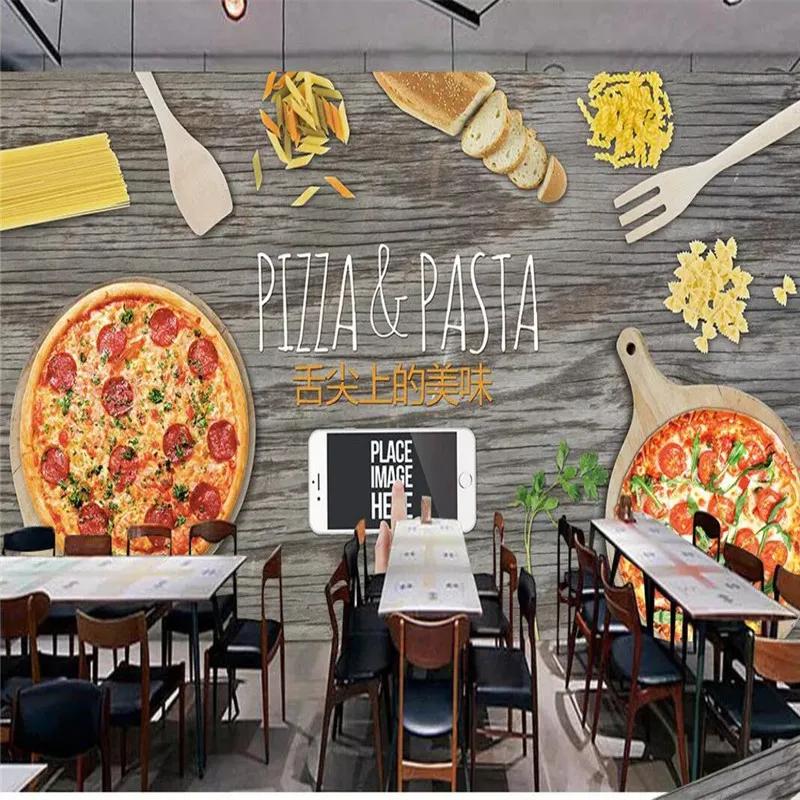 

3D stereo pizza shop Western restaurant shop mural professional production wallpaper mural custom poster photo wall