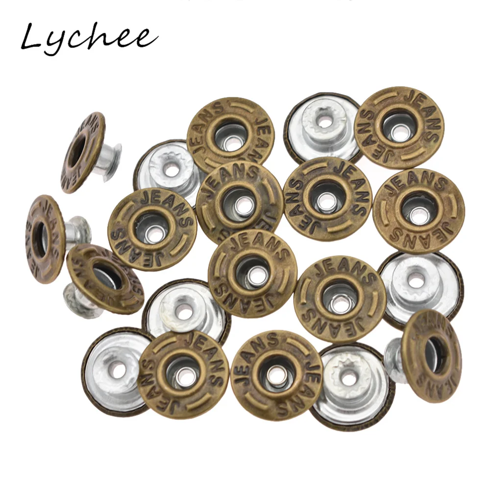 Lychee 20 pcs Classico Jeans Tack Pulsante A Scatto Della Vite Prigioniera del Ribattino Con Strumento di Installazione Denim Abbigliamento