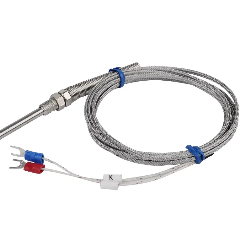 10cm Stainless Steel Probe Temperature Controller Sensor K Type Thermocouple Tube with 2m Wire Cable