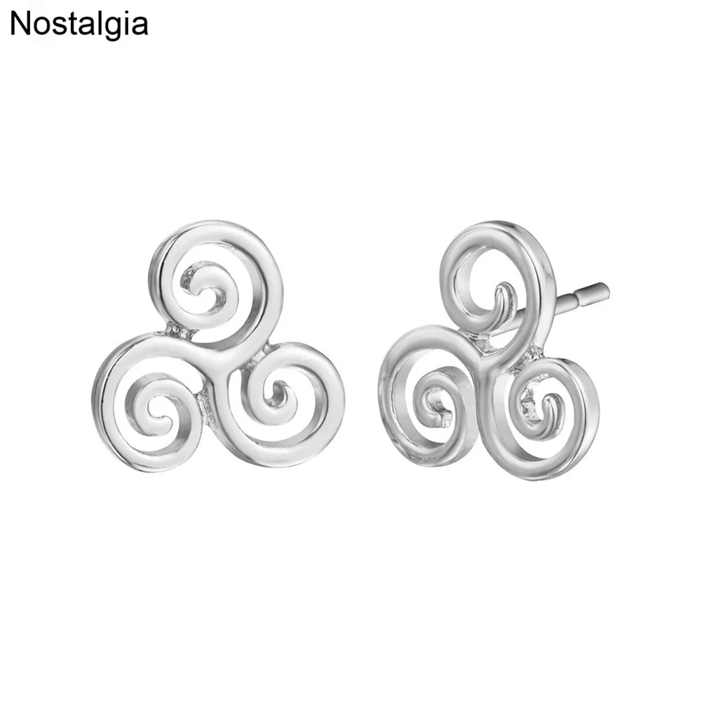 Nostalgia Teen Wolf Celebrity Stud Girls Tiny Minimalist Earrings For Women Unique Triskelion Triskele Spiral Symbol Brinco