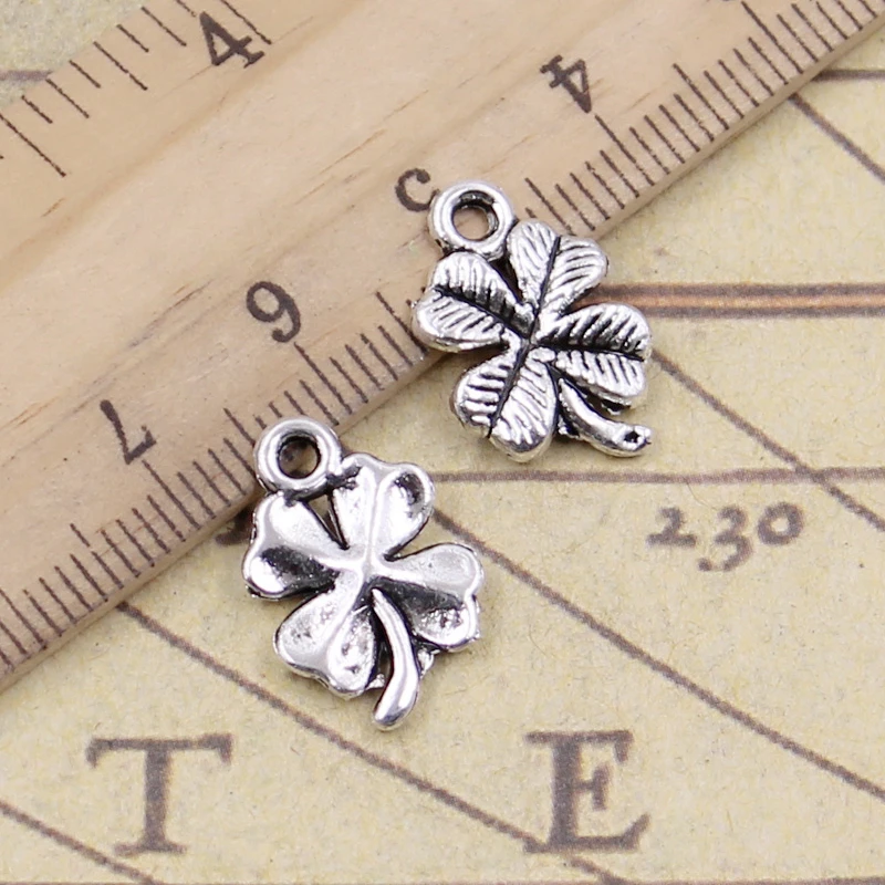 20pcs Charms Lucky Irish Four Leaf Clover 17x11mm Tibetan Bronze Gold Silver Color Pendants Antique Jewelry Making DIY Pendants