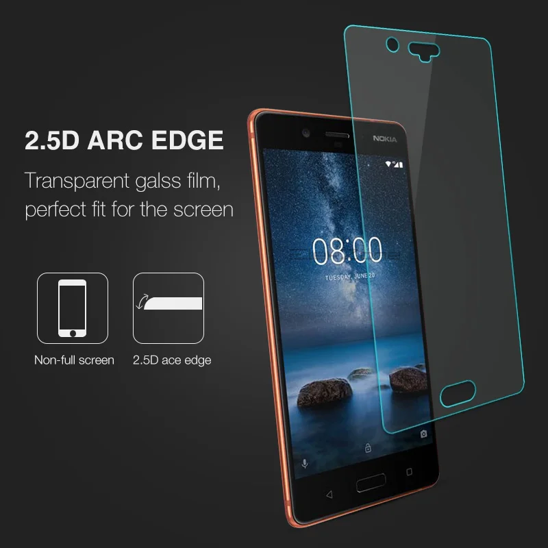 9H Transparent Tempered Glass For Nokia 8 Screen Protector Film For Nokia 8.1 8 HD Explosion-proof Screen Protective 2.5D Film